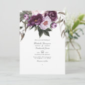 Invitation Mariage Floral en Velours Profond avec QR Code pou (Debout devant)
