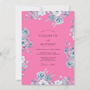 Invitation Mariage Floral Énergique Rose Chaud