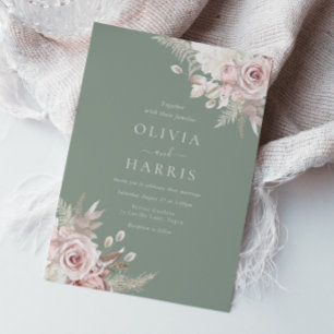 Invitation Mariage floral épais, liquide et ivoire