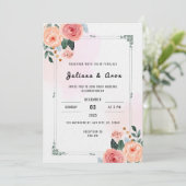 Invitation Mariage floral épicé blanc et rose (Debout devant)