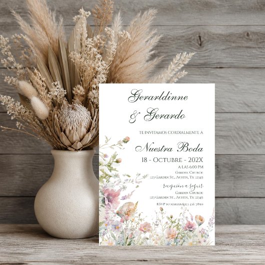 Invitation Mariage Floral Espagnol