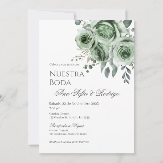 Invitation Mariage Floral Espagnol (Devant)