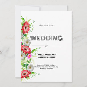 Invitation Mariage Floral et Arrière - plan blanc personnalis