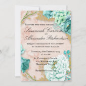 Invitation Mariage floral et rose pâle (Devant)