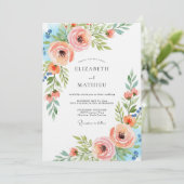 Invitation Mariage Floral Éthéré Abricot (Debout devant)