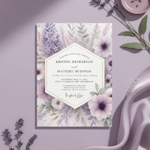 Invitation Mariage Floral Éthéré au Lavande