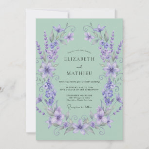 Invitation Mariage Floral Éthéré au Lavande