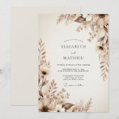 Invitation Mariage Floral Éthéré Beige (Devant / Derrière)