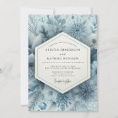 Invitation Mariage Floral Éthéré Bleu Ardoise (Devant)