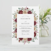 Invitation Mariage Floral Éthéré Bourgogne (Debout devant)
