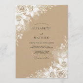 Invitation Mariage Floral Éthéré Brun (Devant)