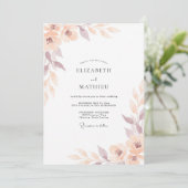 Invitation Mariage Floral Éthéré Champagne (Debout devant)
