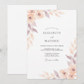 Invitation Mariage Floral Éthéré Champagne (Devant / Derrière)