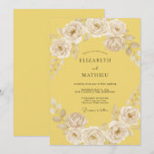 Invitation Mariage Floral Éthéré Jaune Pâle (Devant / Derrière)