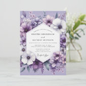 Invitation Mariage Floral Éthéré Lavande (Debout devant)