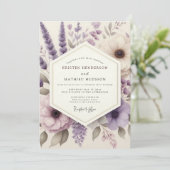 Invitation Mariage Floral Éthéré Lavande (Debout devant)