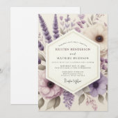 Invitation Mariage Floral Éthéré Lavande (Devant / Derrière)