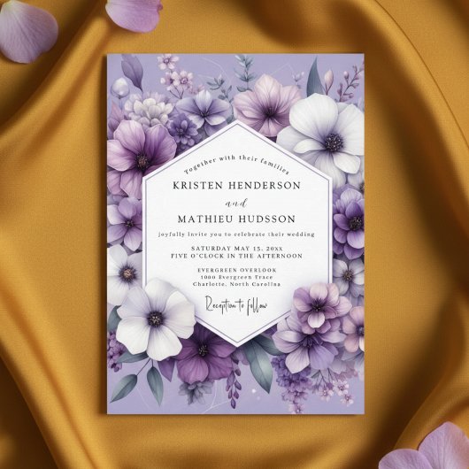 Invitation Mariage Floral Éthéré Lavande