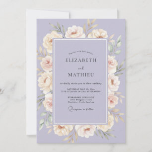 Invitation Mariage Floral Éthéré Lilac