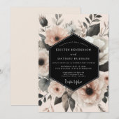 Invitation Mariage Floral Éthéré Navy (Devant / Derrière)