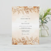 Invitation Mariage Floral Éthéré Ocre (Debout devant)
