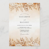 Invitation Mariage Floral Éthéré Ocre (Devant)