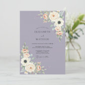 Invitation Mariage Floral Éthéré Pervenche (Debout devant)