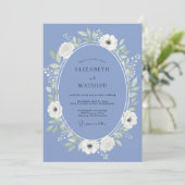 Invitation Mariage Floral Éthéré Pervenche (Debout devant)