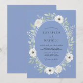 Invitation Mariage Floral Éthéré Pervenche (Devant / Derrière)