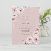 Invitation Mariage Floral Éthéré Rose (Debout devant)