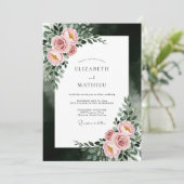 Invitation Mariage Floral Éthéré Rose (Debout devant)