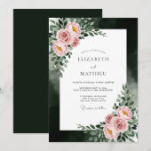 Invitation Mariage Floral Éthéré Rose (Devant / Derrière)