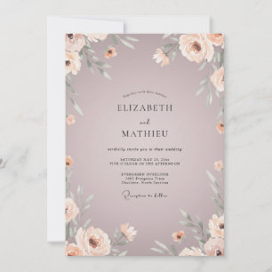 Invitation Mariage Floral Éthéré Rose Atténuée