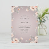 Invitation Mariage Floral Éthéré Rose Atténuée (Debout devant)