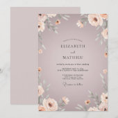 Invitation Mariage Floral Éthéré Rose Atténuée (Devant / Derrière)