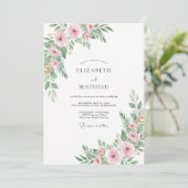 Invitation Mariage Floral Éthéré Rose Pâle (Debout devant)