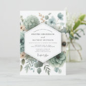 Invitation Mariage Floral Ethéré Sage (Debout devant)