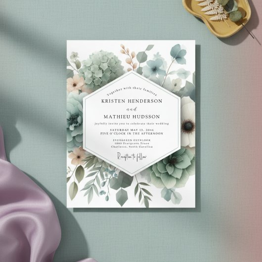 Invitation Mariage Floral Ethéré Sage