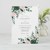 Invitation Mariage Floral Éthéré Vert Forêt (Debout devant)