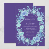 Invitation Mariage Floral Éthéré Violet (Devant / Derrière)