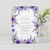 Invitation Mariage Floral Éthéré Violet (Debout devant)
