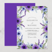 Invitation Mariage Floral Éthéré Violet (Devant / Derrière)
