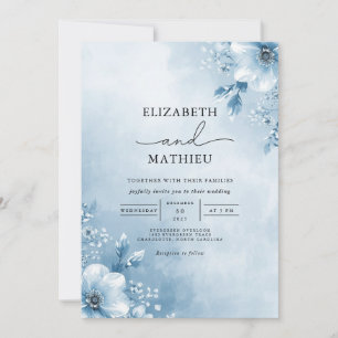 Invitation Mariage floral Ethereal Blue Blossom