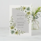 Invitation Mariage Floral Ethéréal Vert Olive (Debout devant)