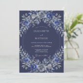 Invitation Mariage Floral Ethéréen de Style Naval (Debout devant)