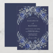 Invitation Mariage Floral Ethéréen de Style Naval (Devant / Derrière)