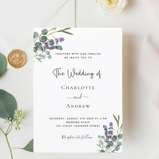 Invitation Mariage floral Eucalyptus lavender
