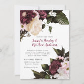 Invitation Mariage floral Euphoria Blush Rose et Bourgogne (Devant)