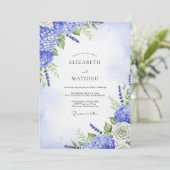 Invitation Mariage Floral Fantaisie Hydrangea Bleu (Debout devant)