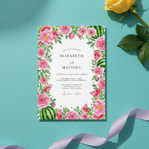 Invitation Mariage Floral Fantaisie Pastèque Rose